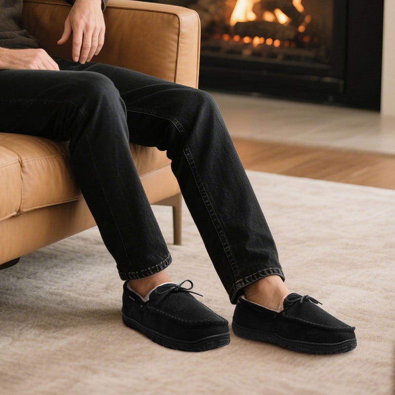 MIXIN Mens Slippers Indoor Outdoor Memory Foam House Shoes Anti-Slip Moccasins Slippers for Men - Image 2